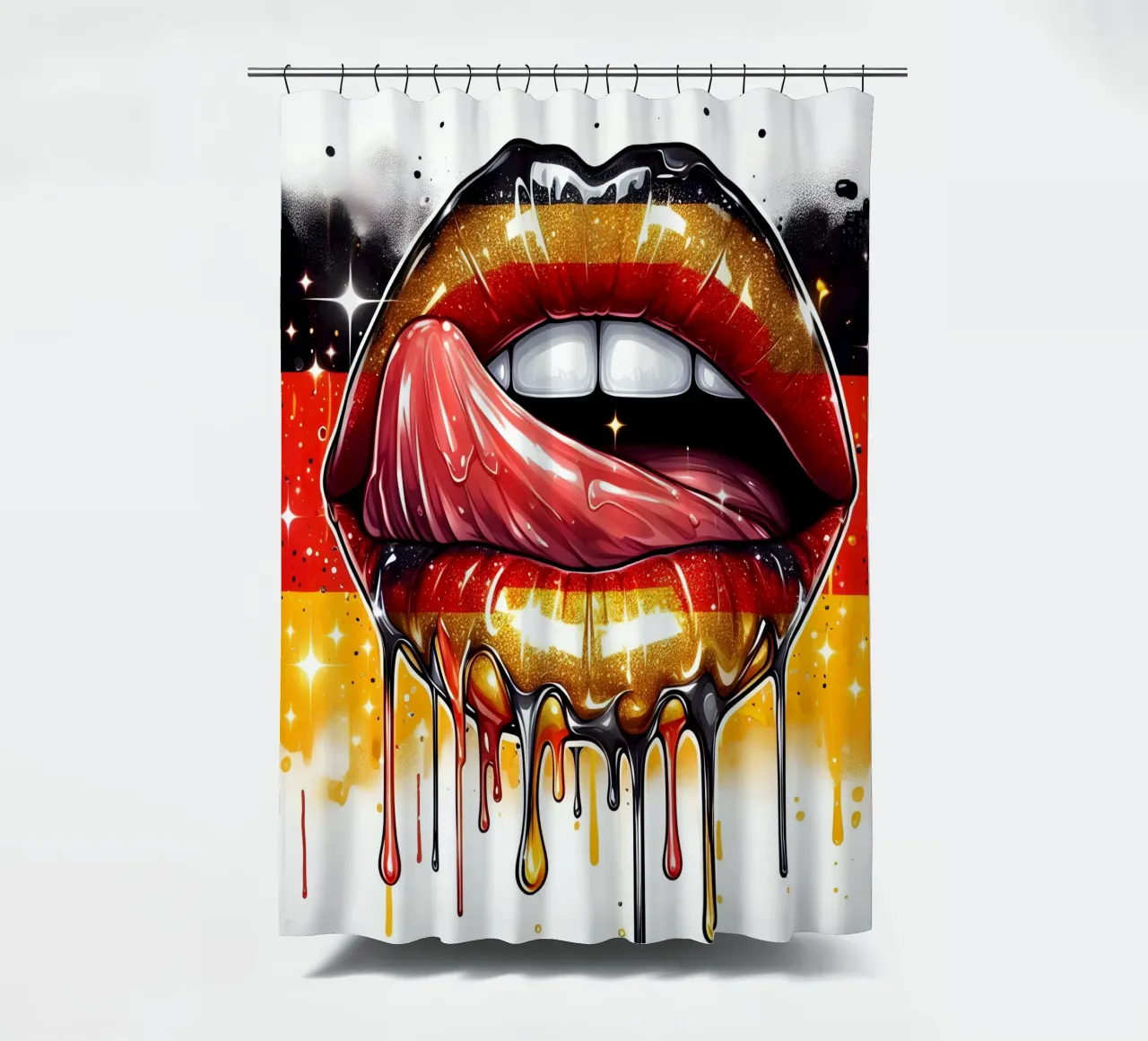Deutsche Graffiti-Lippen Duschvorhang von ARTOMATIC