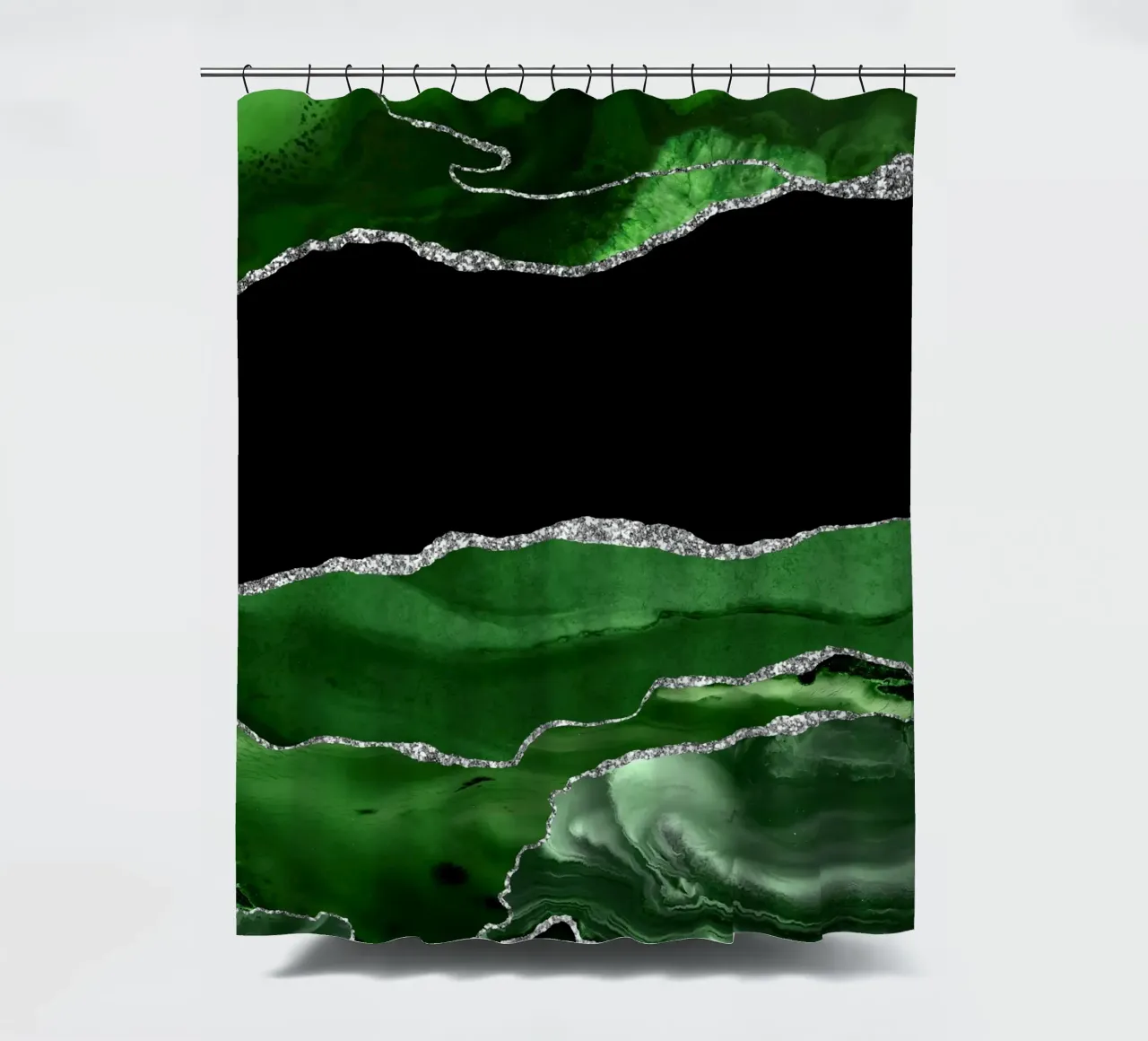 Grüner & silberner Achat Textur 02 Duschvorhang von Gemstone Textures