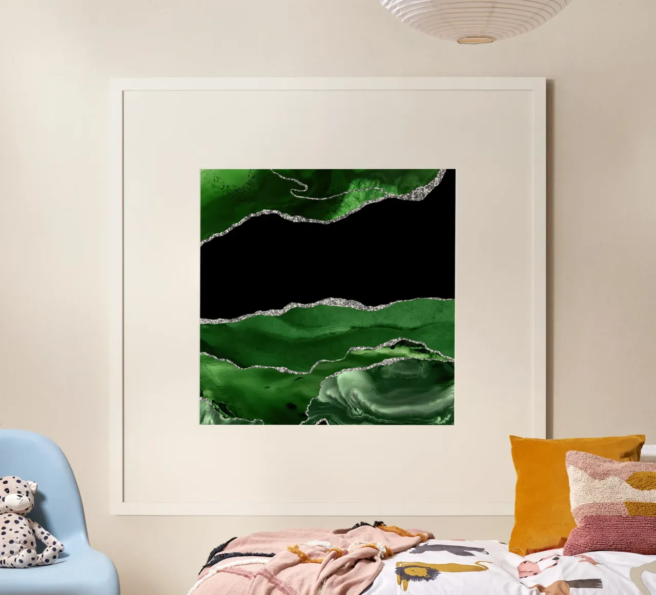 Agata verde e argento Texture 02 poster con telaio in alluminio da Gemstone Textures