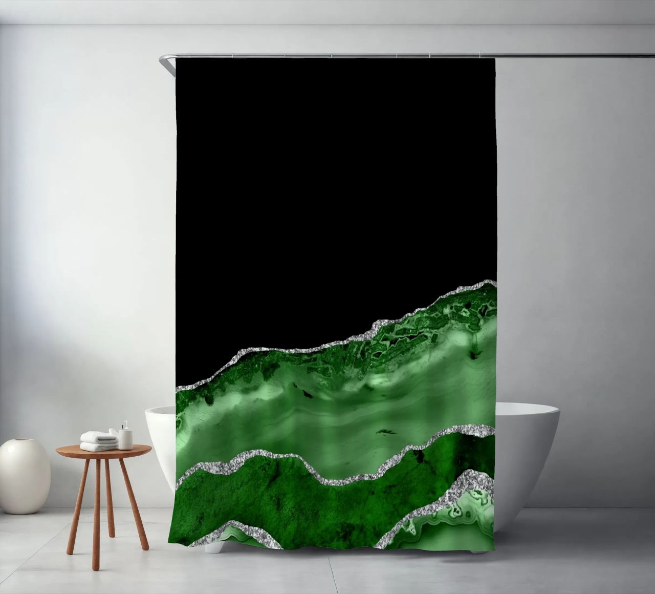 Texture Agata verde e argento 03 tenda da doccia da Gemstone Textures