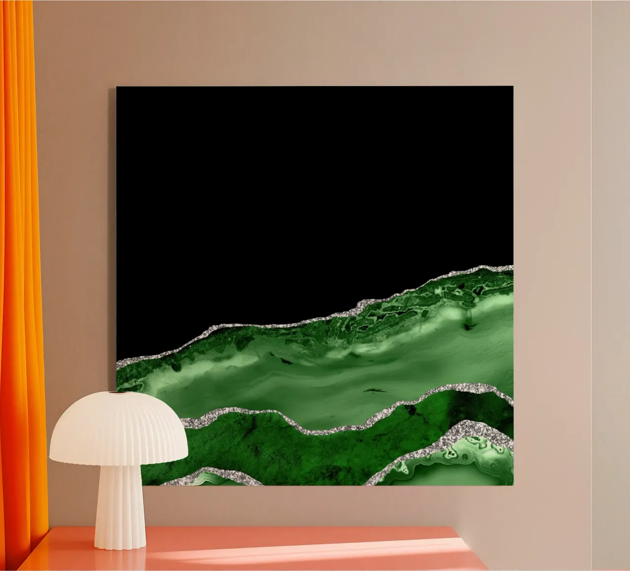 Grüner & silberner Achat Textur 03 Acryl-Glas von Gemstone Textures