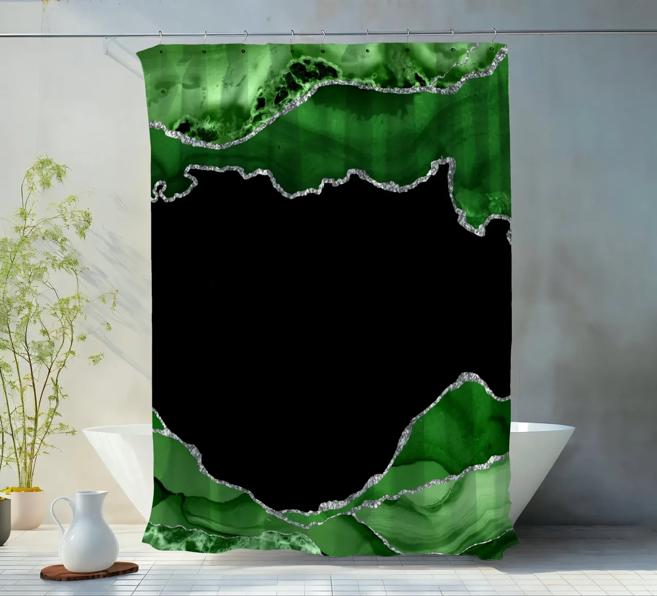 Texture Agata verde e argento 04 tenda da doccia da Gemstone Textures
