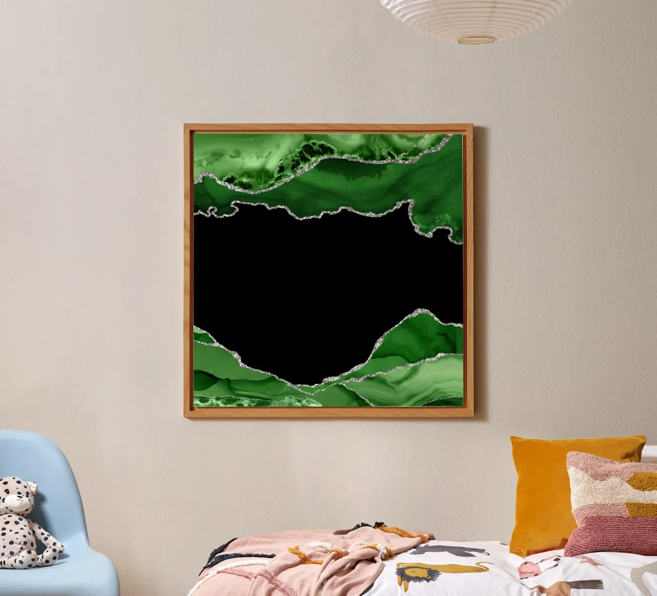 Groene en zilveren agaatstructuur 04 aluminium-dibond van Gemstone Textures