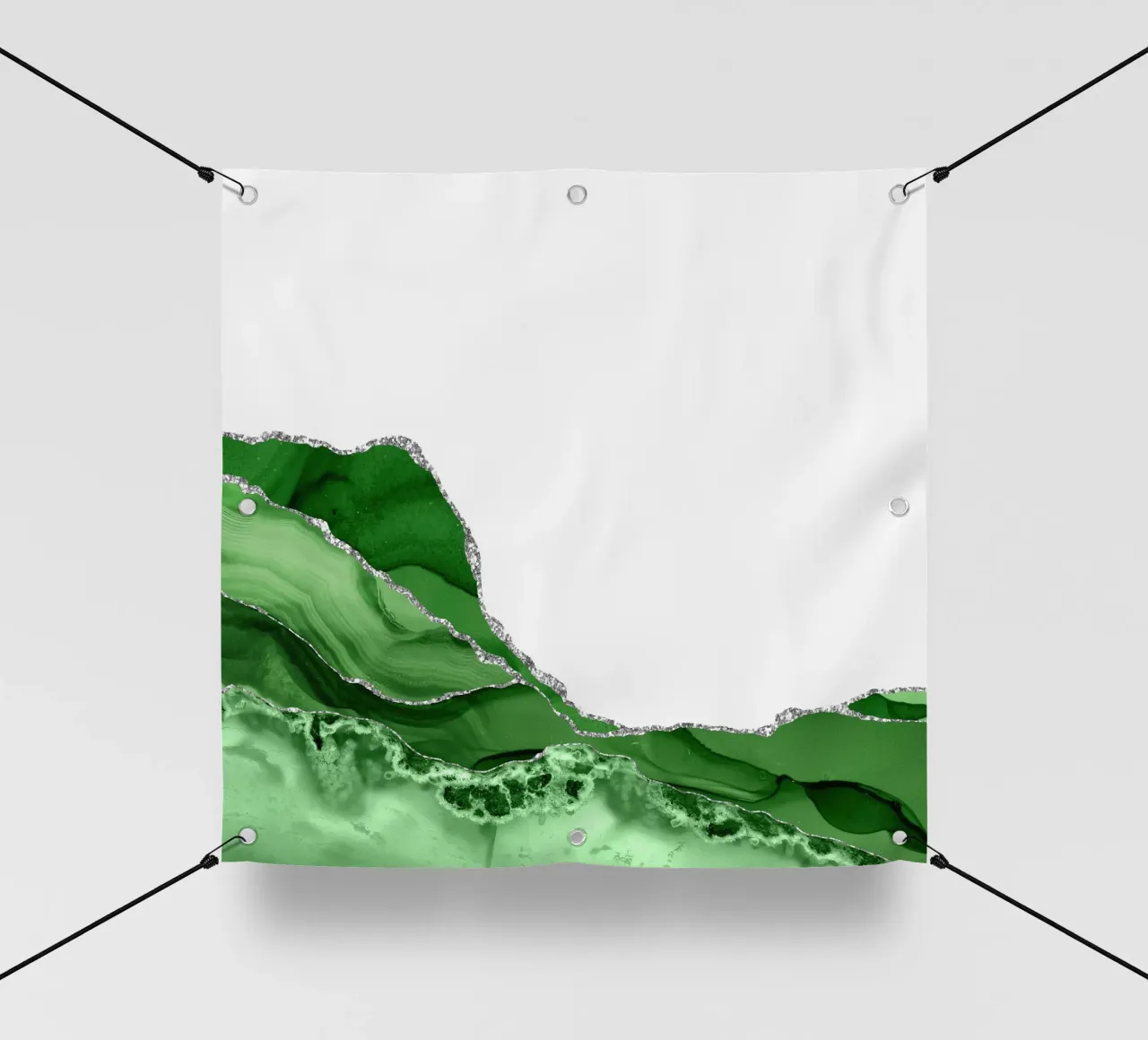Groene en zilveren agaatstructuur 05 pvc-zeil van Gemstone Textures