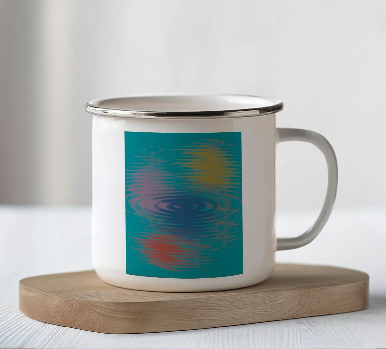 Motivi astratti ondulati e colorati tazza in smalto da Something for you