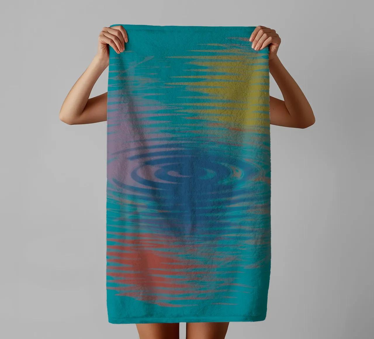Motifs abstraits multicolores en forme de vagues serviette de bain de Something for you