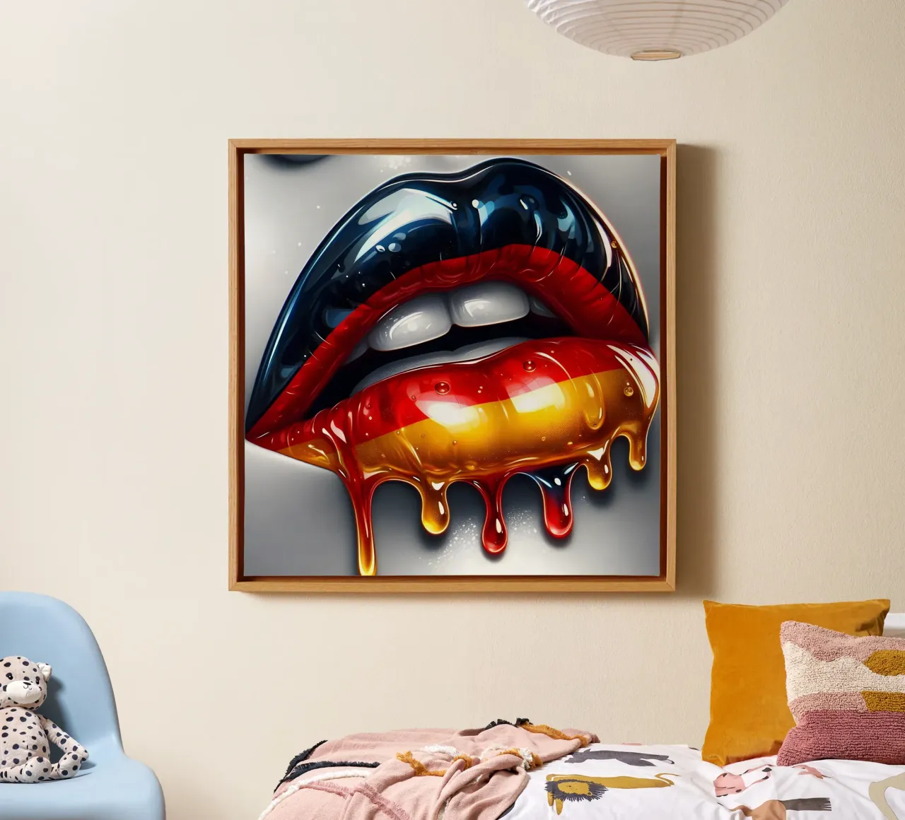 BANDIERA TEDESCA COLORE LABBRA tela con Cornice a cassetta da ARTOMATIC
