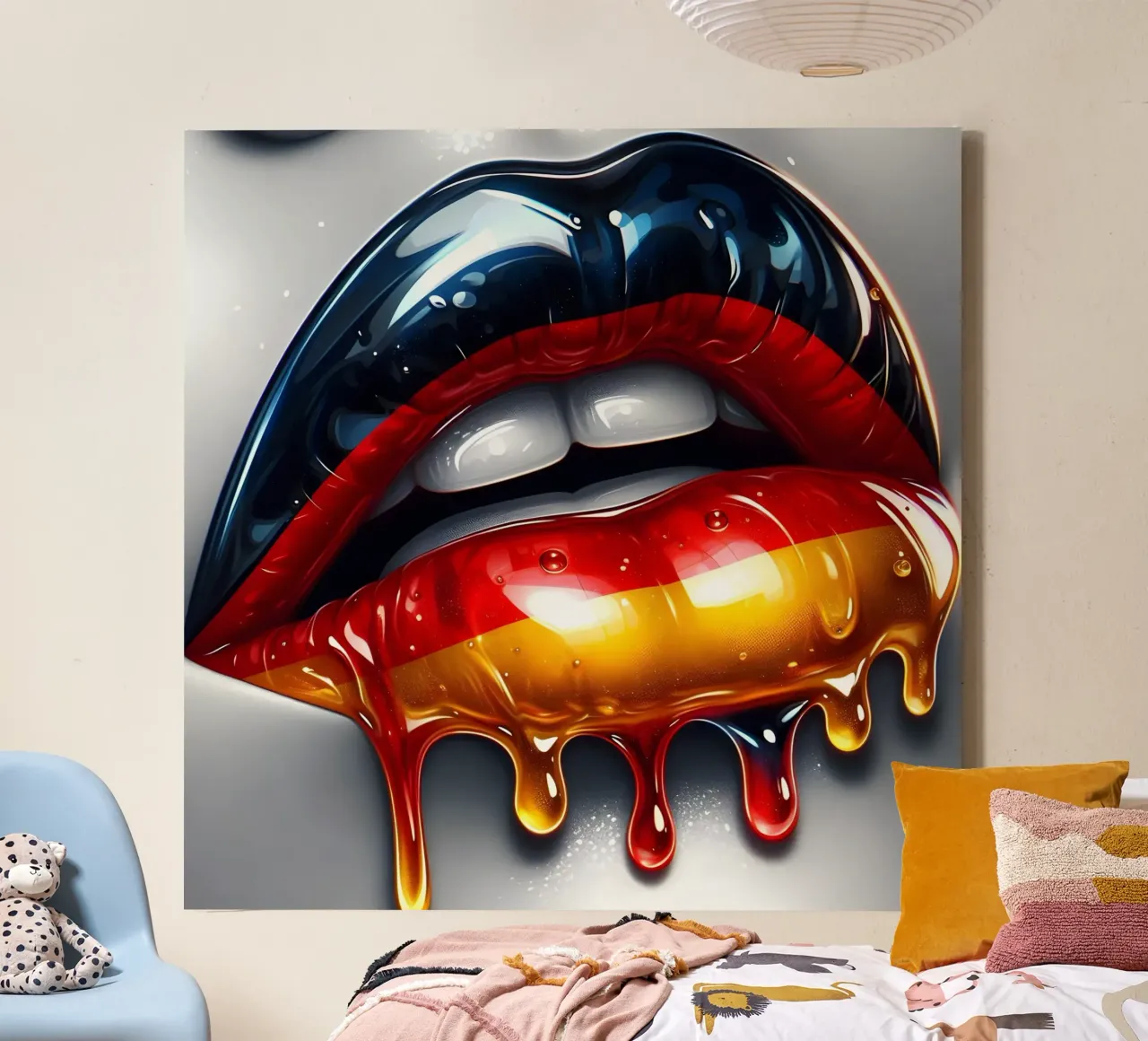 BANDIERA TEDESCA COLORE LABBRA tela con Cornice a cassetta da ARTOMATIC