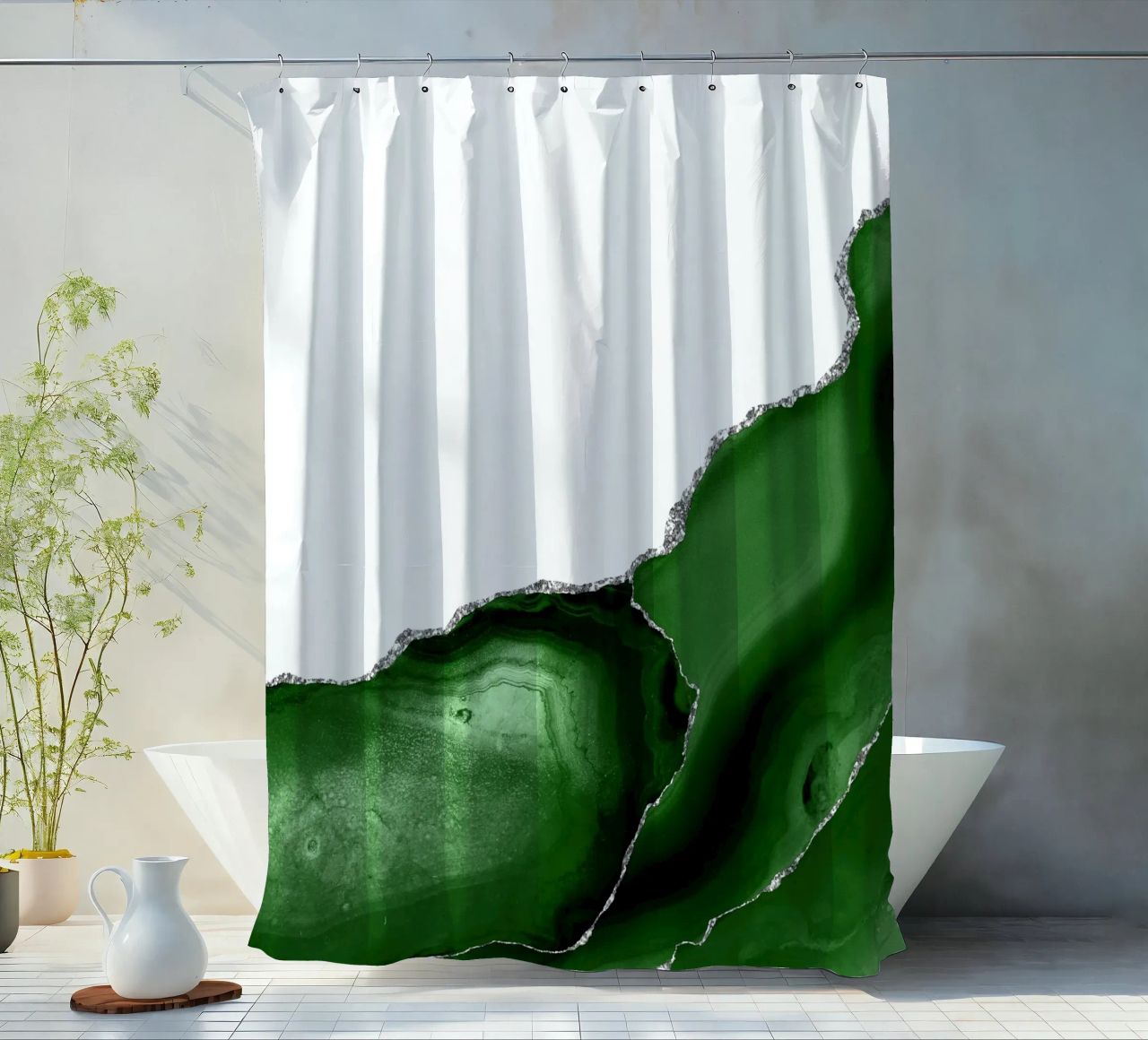 Agata verde e argento Texture 08 tenda da doccia da Gemstone Textures