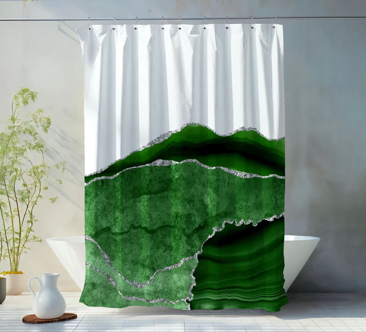 Agata verde e argento Texture 10 tenda da doccia da Gemstone Textures