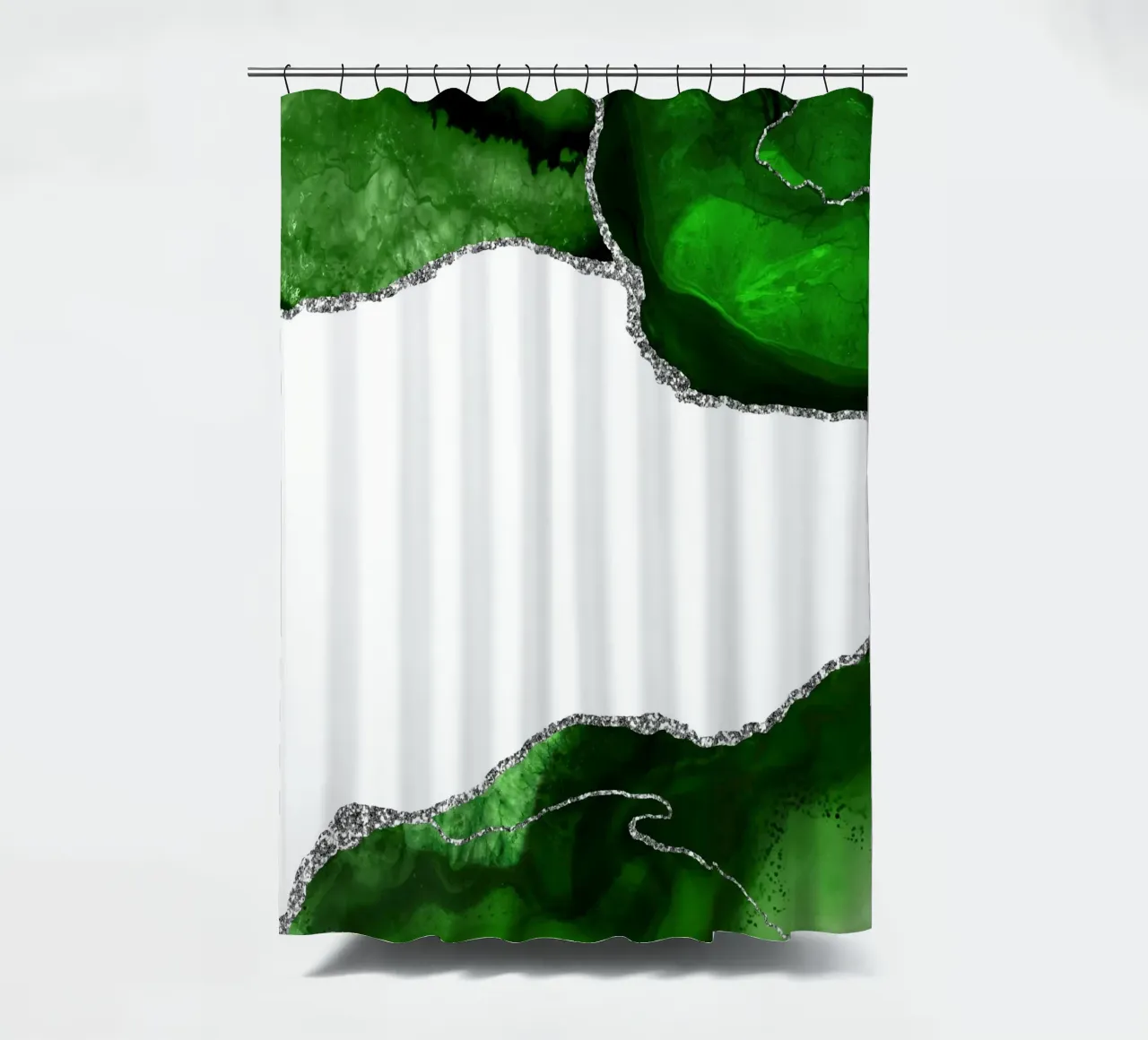 Ágata verde y plateada Textura 11 cortina de baño de Gemstone Textures