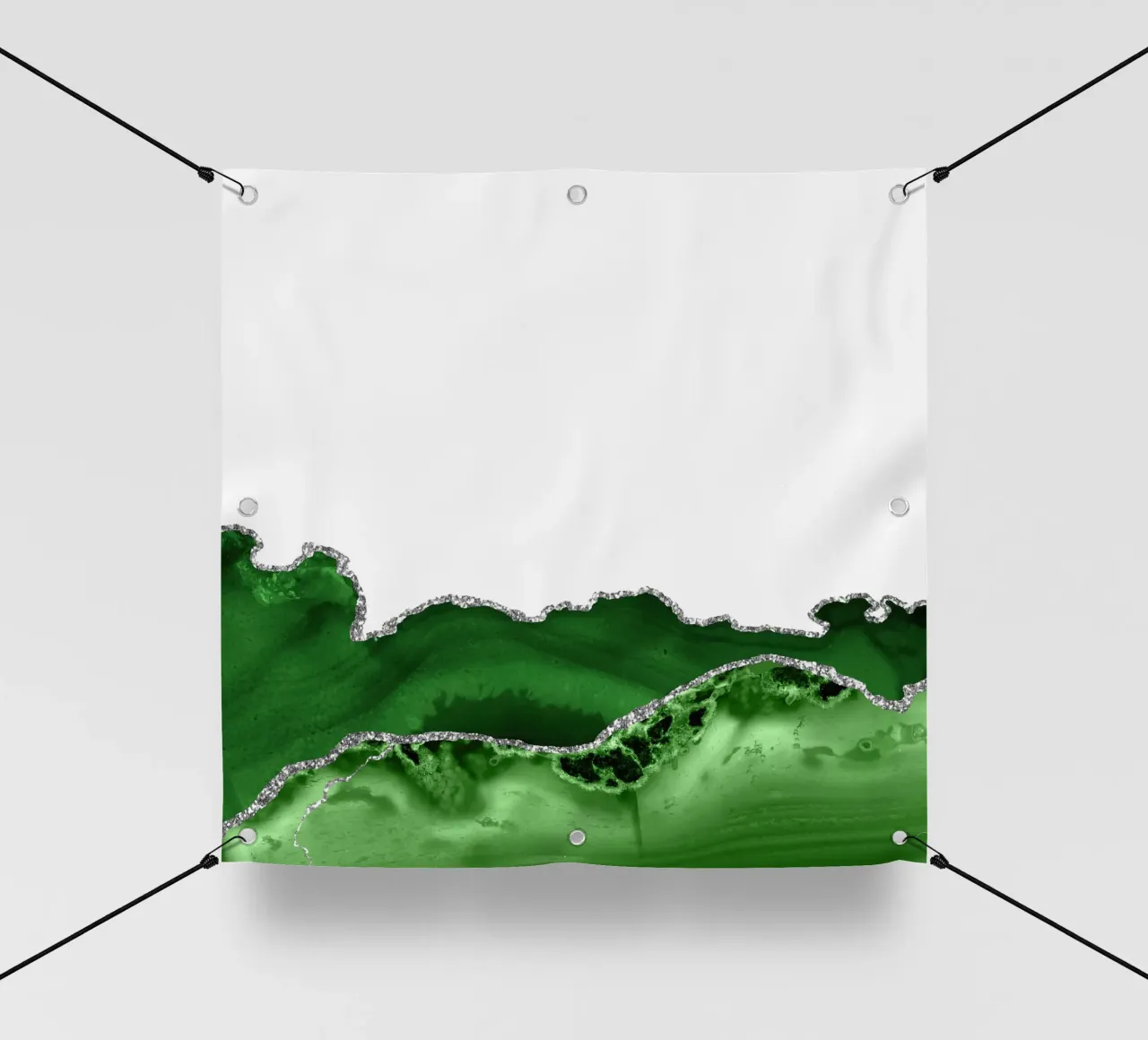 Grüner & silberner Achat Textur 12 PVC Plane von Gemstone Textures