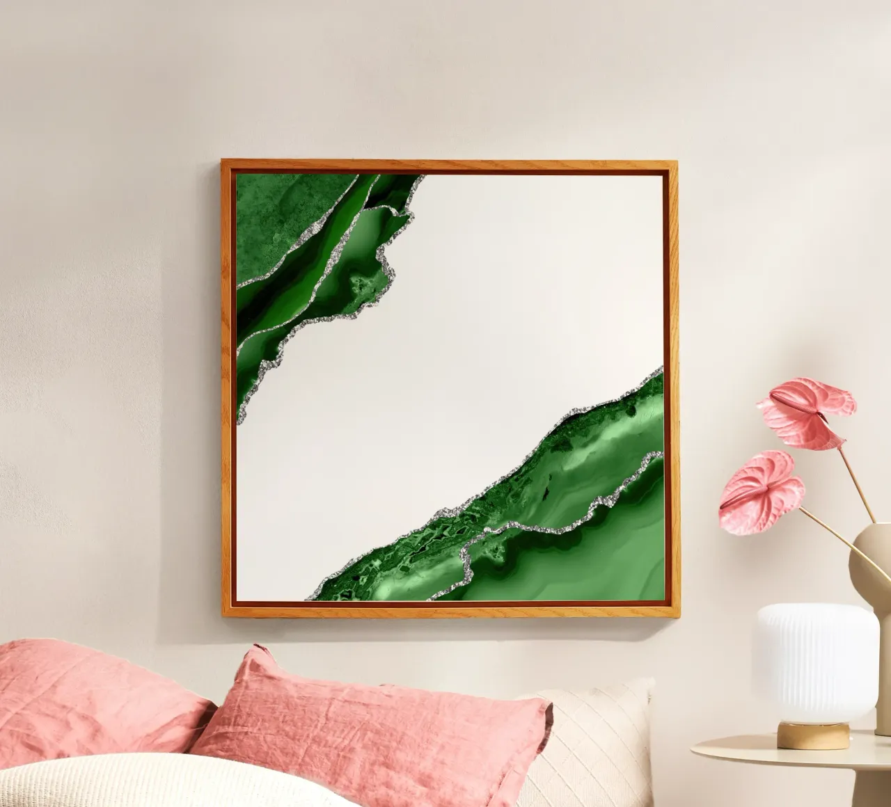 Grüner & silberner Achat Textur 13 Acryl-Glas von Gemstone Textures