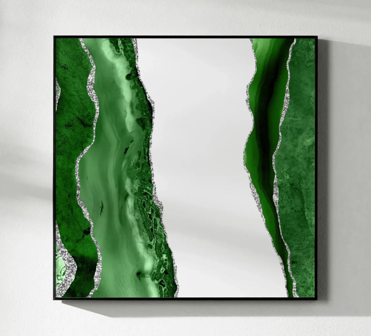 Grüner & silberner Achat Textur 14 Acryl-Glas von Gemstone Textures