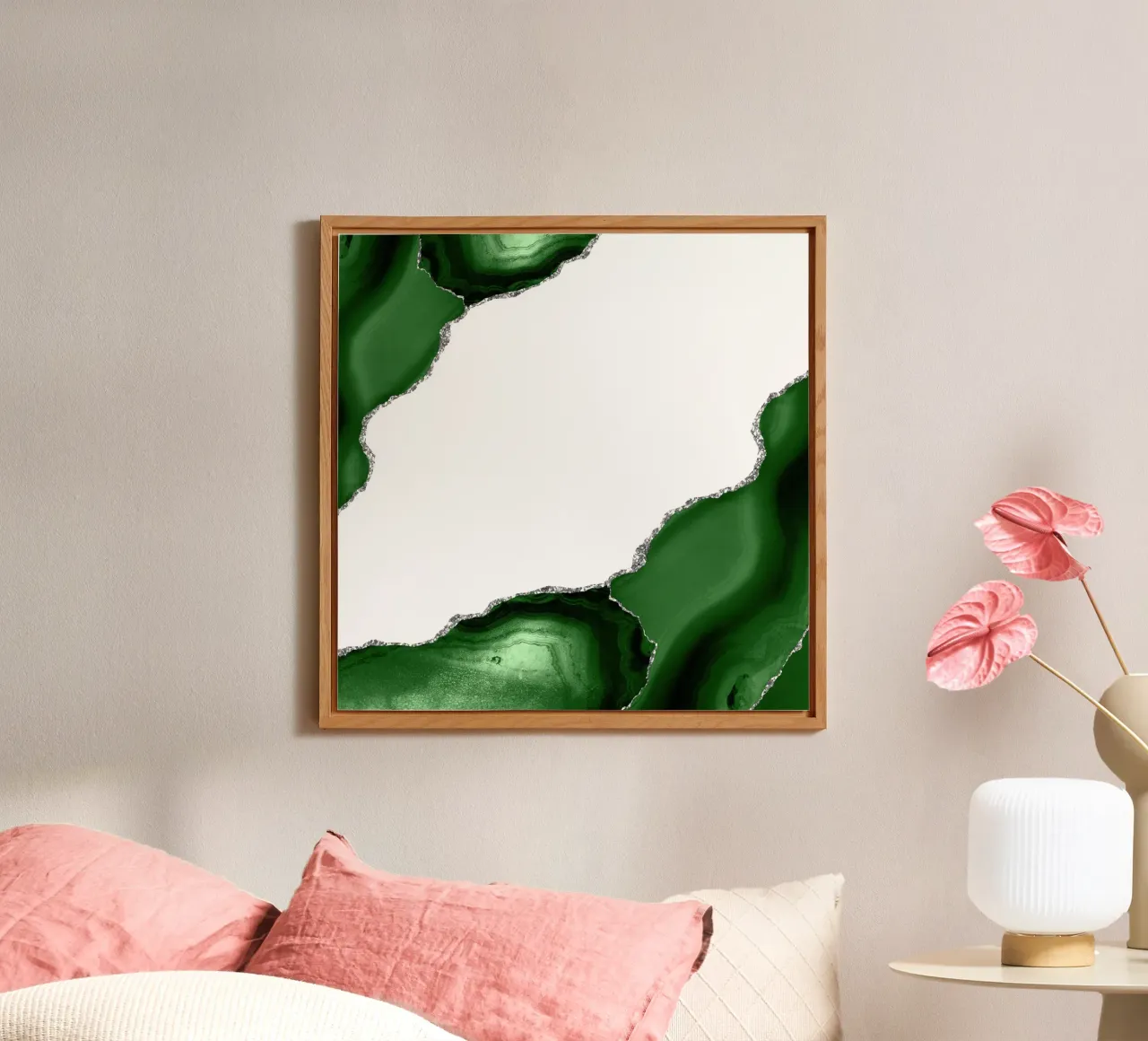 Green & Silver Agate Texture 16 alu-dibond by Gemstone Textures