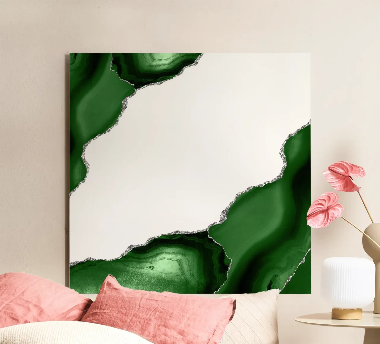 Green & Silver Agate Texture 16 alu-dibond by Gemstone Textures
