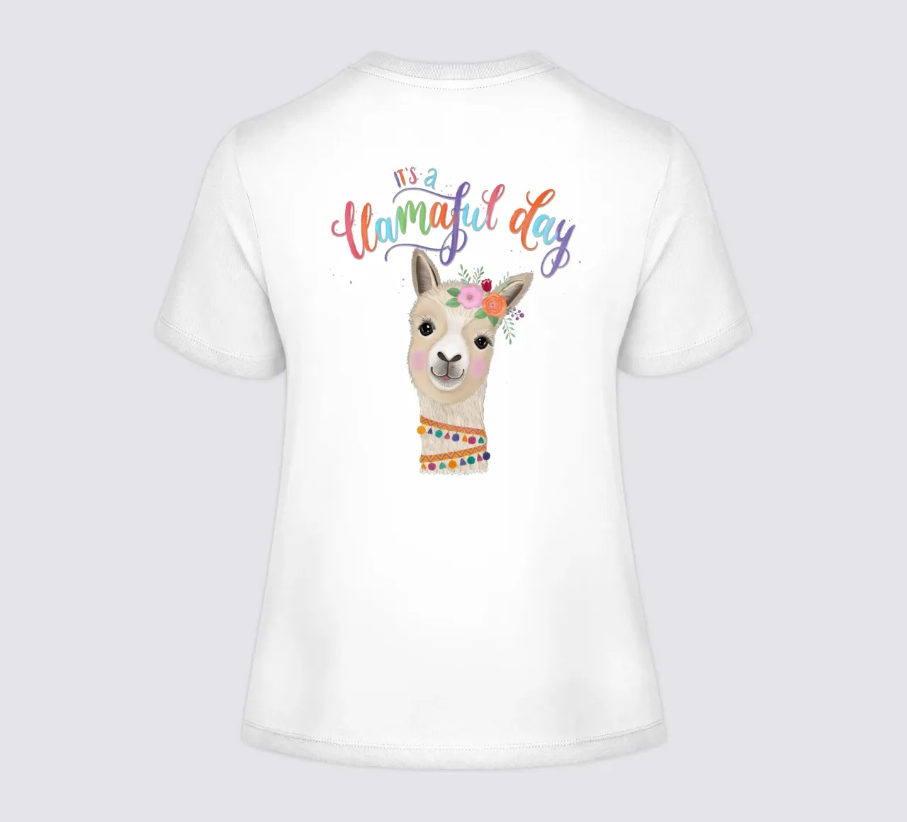 C'est un jour llamaful. Des lettres colorées et un llama joyeux t-shirt ajusté pour femmes de CalliLetters
