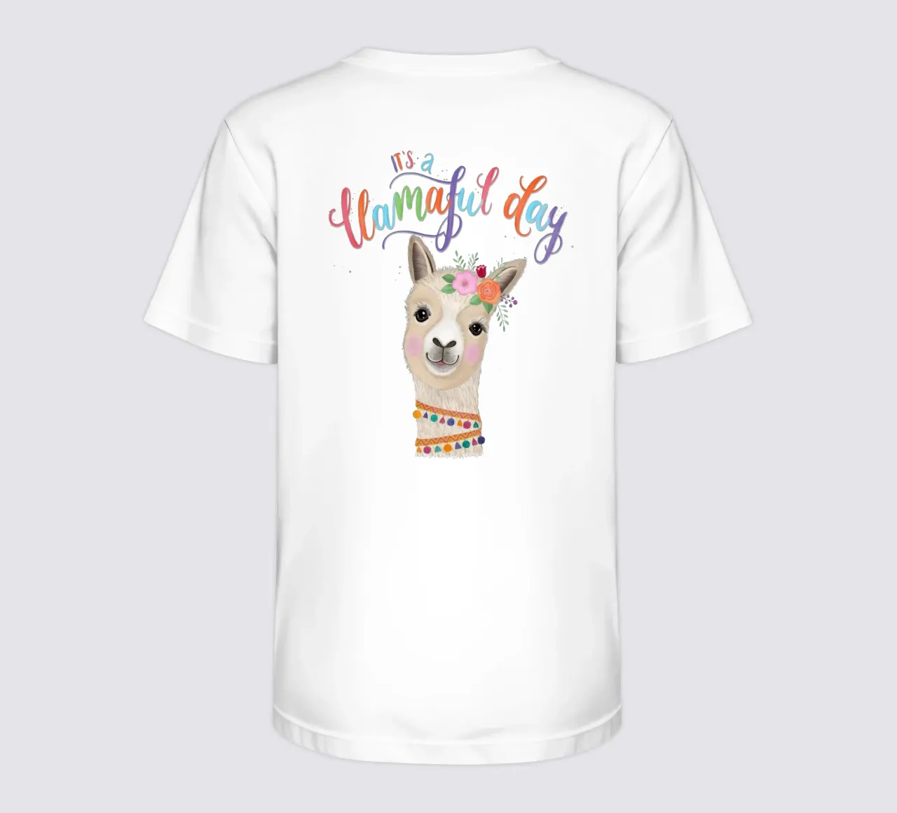 C'est un jour llamaful. Des lettres colorées et un llama joyeux t-shirt enfant de CalliLetters