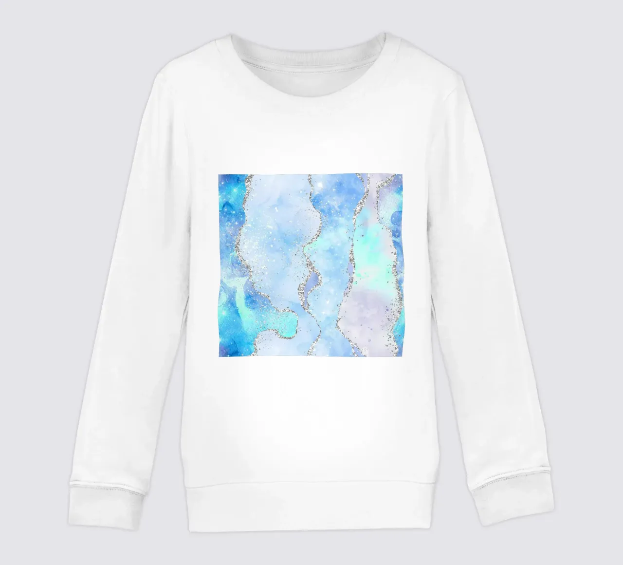 Ocean Glitter Agate Texture 01 kids sweatshirt by Gemstone Textures