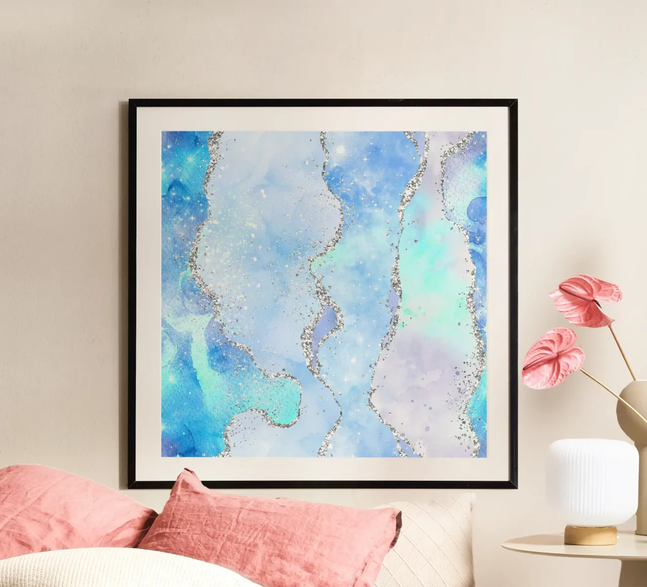 Texture Agata glitterata oceano 01 poster da Gemstone Textures