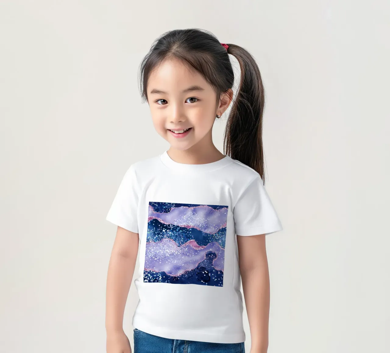 Ocean Glitter Agate Texture 02 kids t-shirt by Gemstone Textures