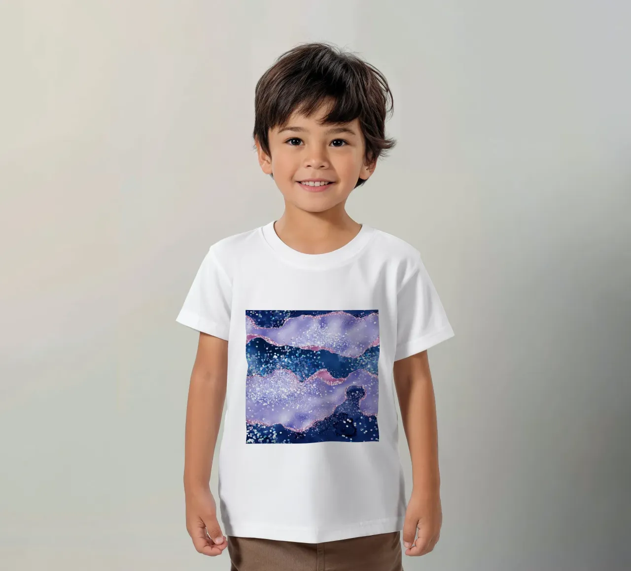 Ocean Glitter Agate Texture 02 kids t-shirt by Gemstone Textures