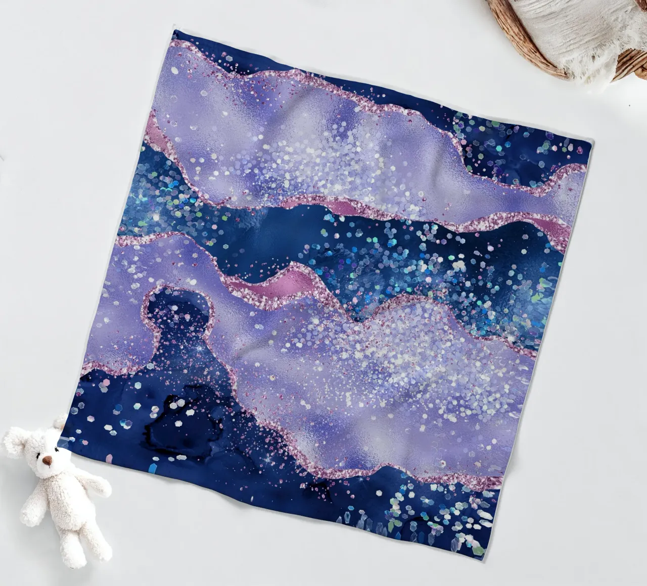 Ocean Glitter Agate Texture 02 fleece blanket by Gemstone Textures