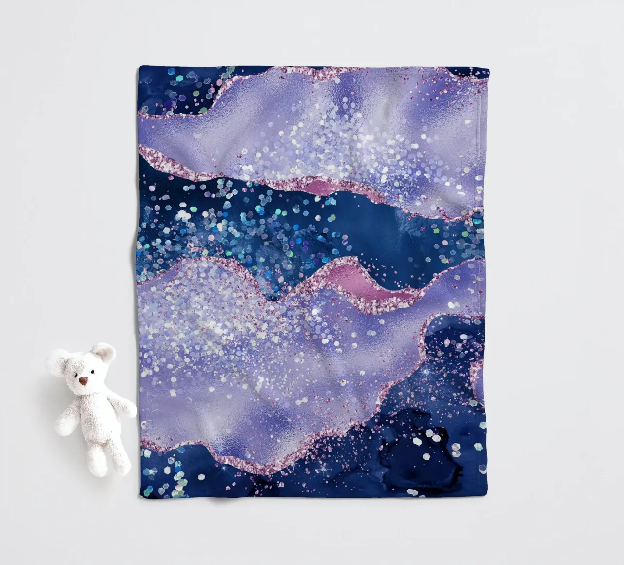 Ocean Glitter Agate Texture 02 fleece blanket by Gemstone Textures
