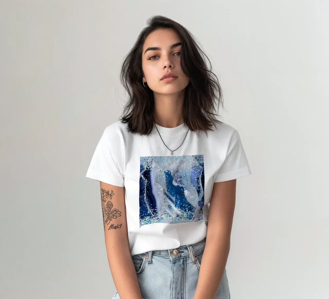 Ocean Glitter Agate Texture 03 t-shirt by Gemstone Textures