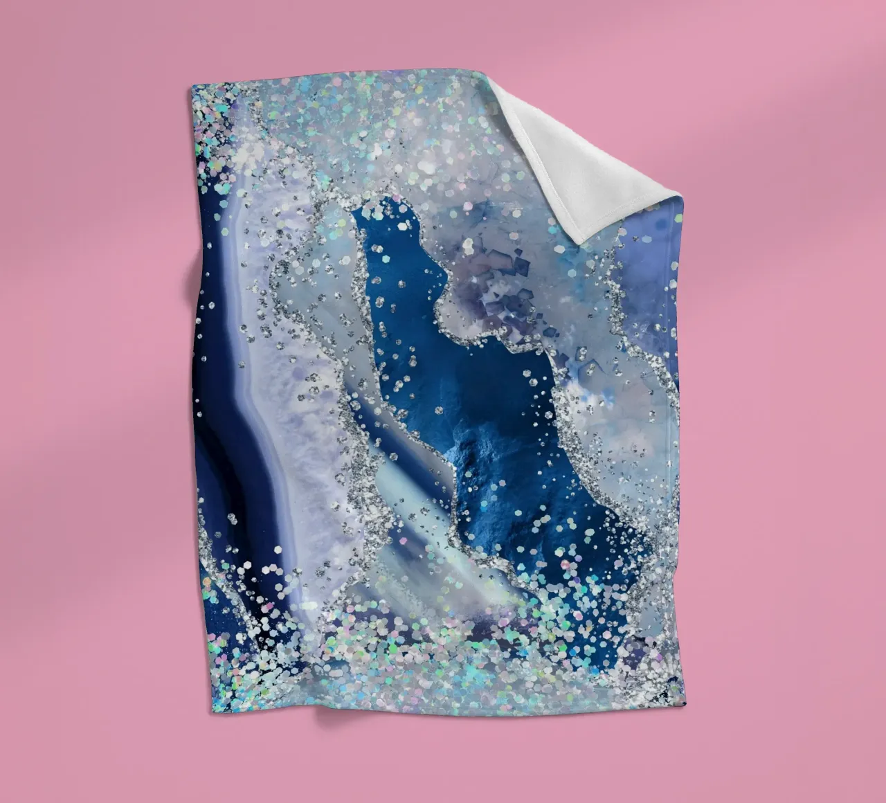 Ocean Glitter Agate Texture 03 fleece blanket by Gemstone Textures