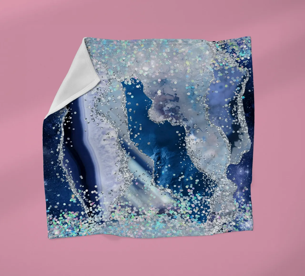 Ocean Glitter Agate Texture 03 fleece blanket by Gemstone Textures
