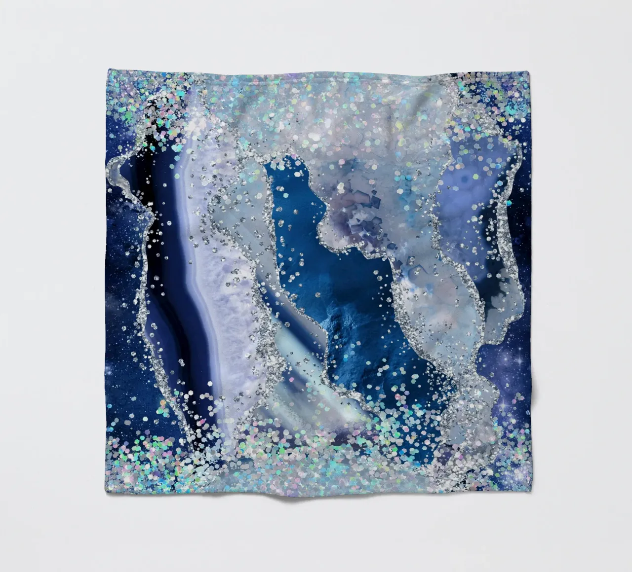 Ocean Glitter Agate Texture 03 fleece blanket by Gemstone Textures