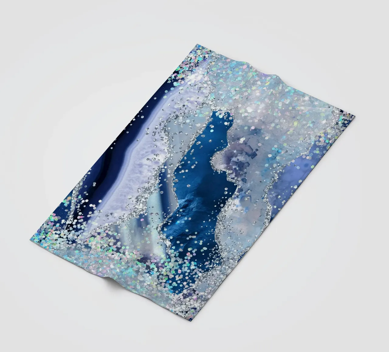 Ocean Glitter Agate Texture 03 fleece blanket by Gemstone Textures