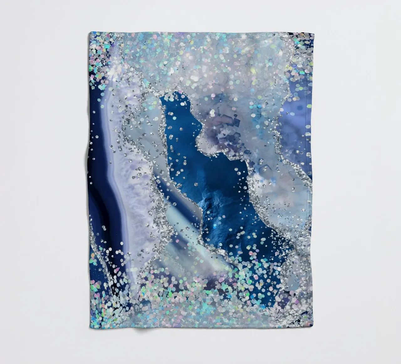 Ocean Glitter Agate Texture 03 fleece blanket by Gemstone Textures