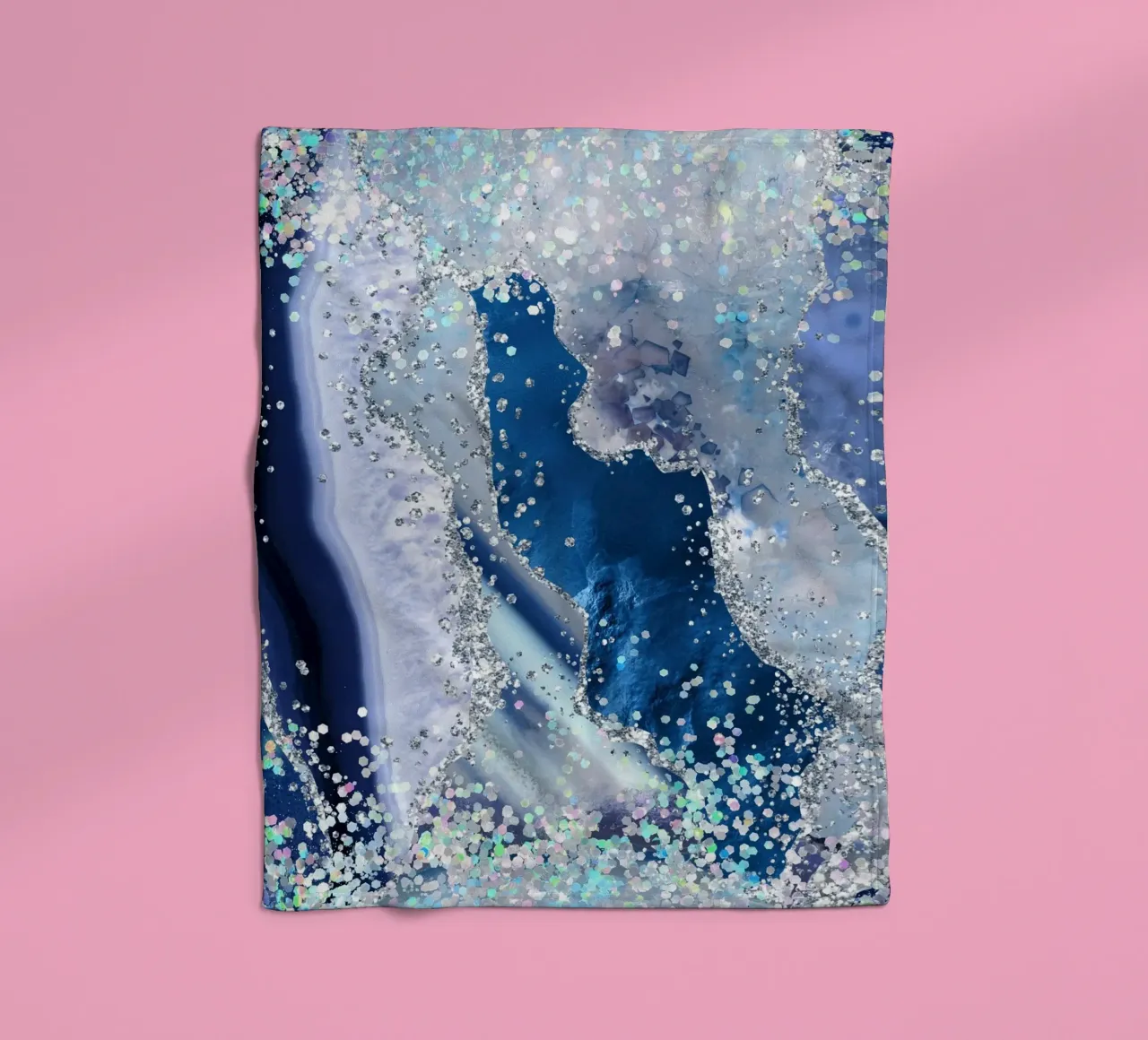 Ocean Glitter Agate Texture 03 fleece blanket by Gemstone Textures