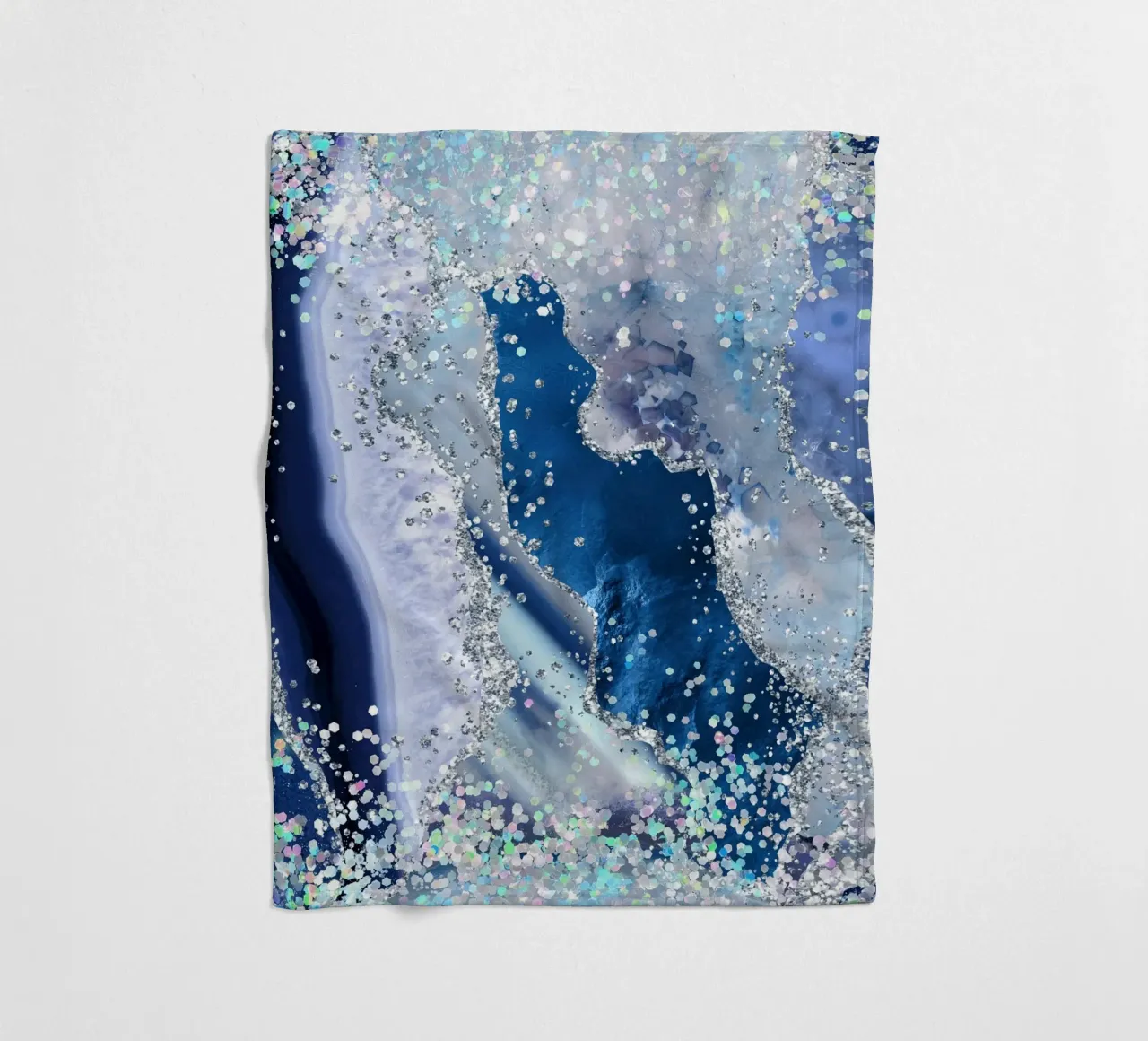 Ocean Glitter Agate Texture 03 fleece blanket by Gemstone Textures