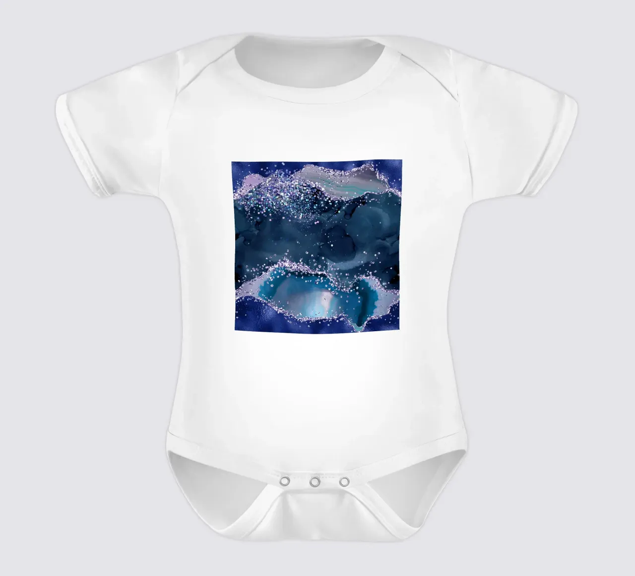 Ozean-Glitzer-Achat Textur 04 Kurzarm Babybody von Gemstone Textures