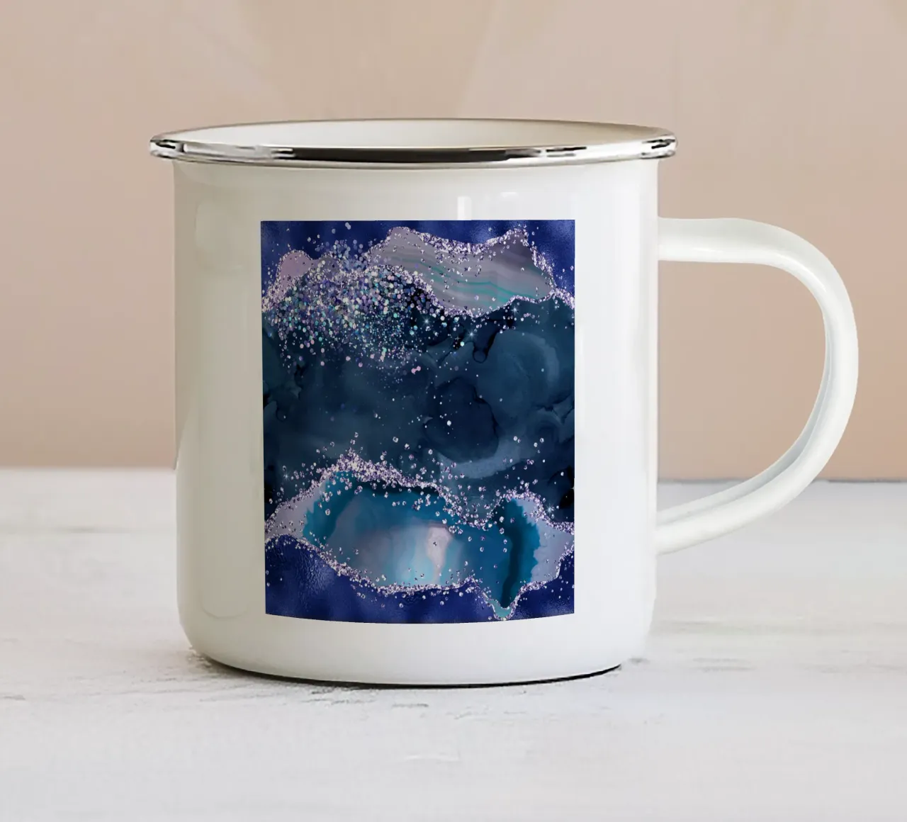 Texture Agata glitterata oceano 04 tazza in smalto da Gemstone Textures