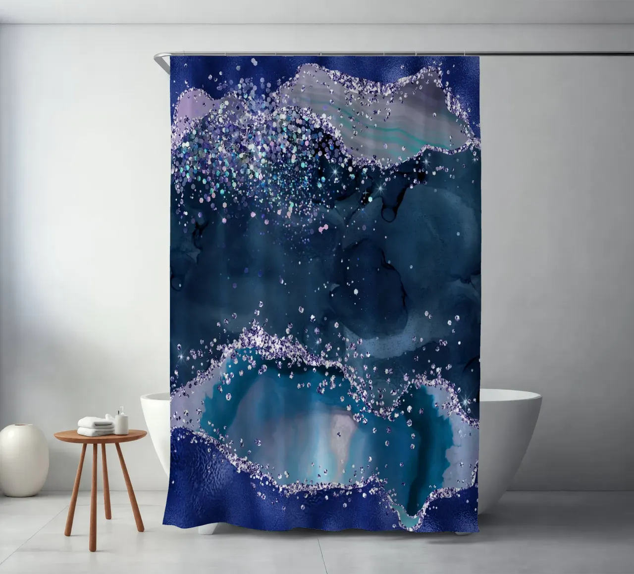 Ocean Glitter Agate Texture 04 shower curtain by Gemstone Textures