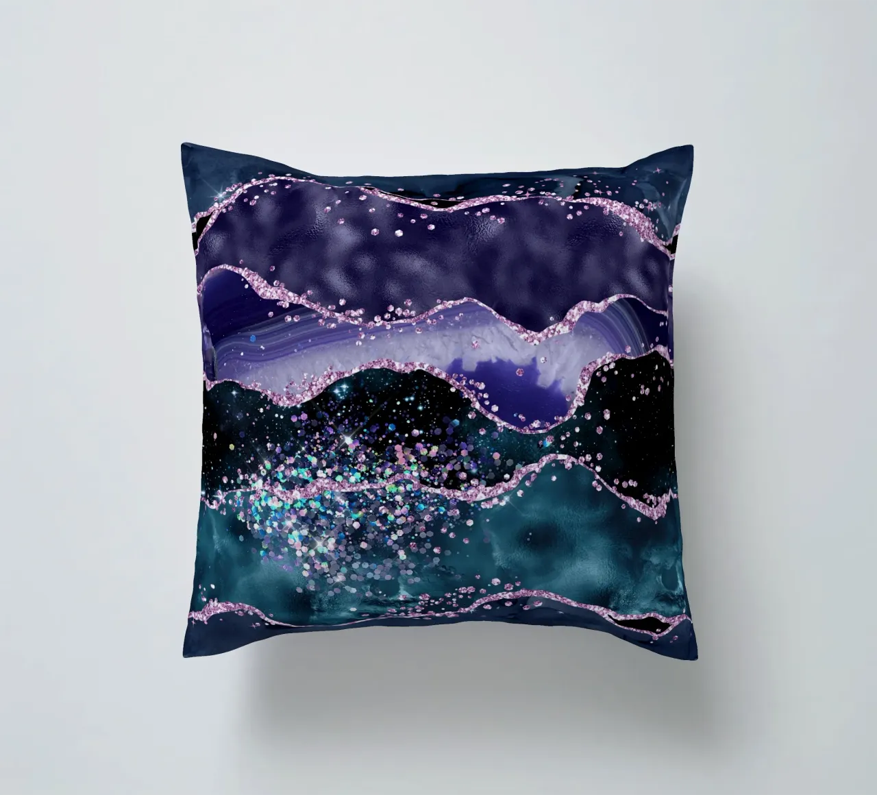 Ocean Glitter Agate Texture 05 decorative cushion by Gemstone Textures