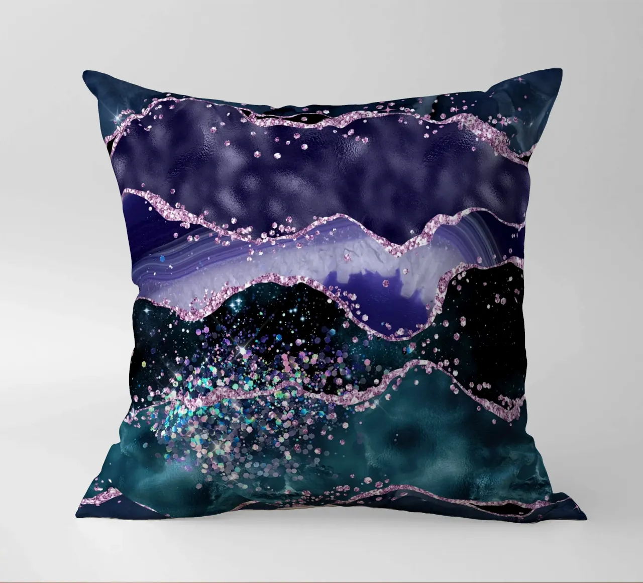 Ocean Glitter Agate Texture 05 decorative cushion by Gemstone Textures