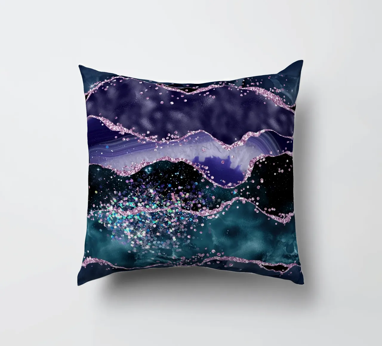 Ocean Glitter Agate Texture 05 decorative cushion by Gemstone Textures