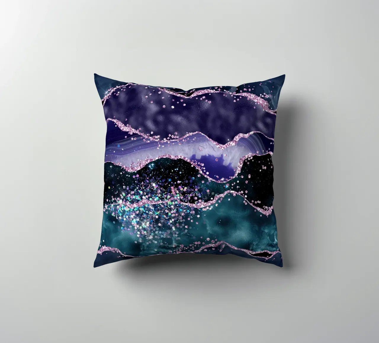 Ocean Glitter Agate Texture 05 decorative cushion by Gemstone Textures