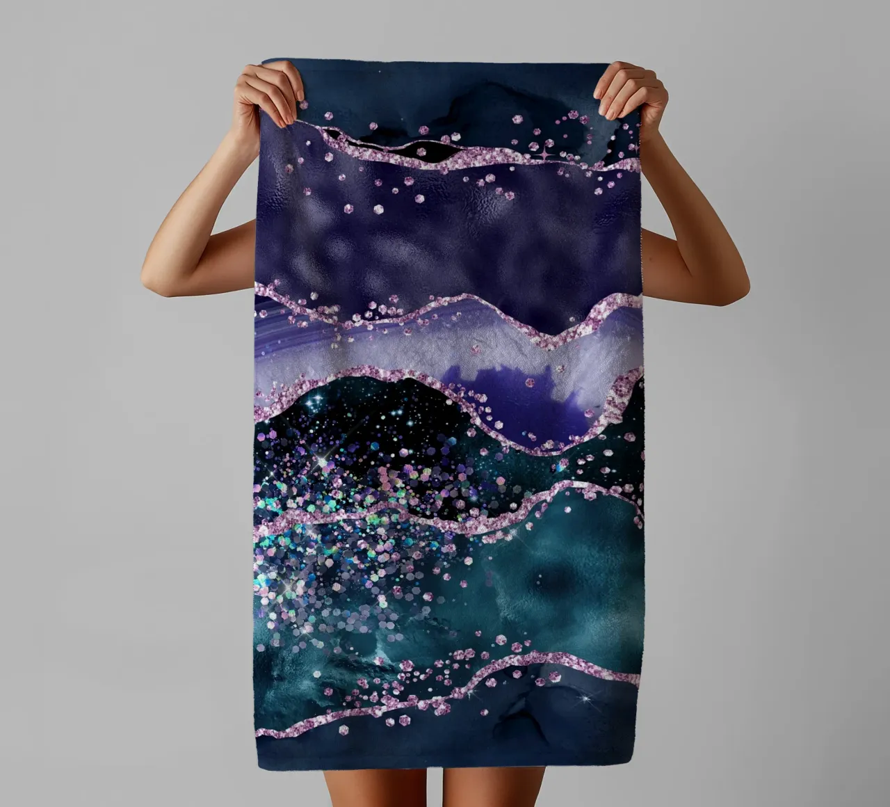 Ocean Glitter Agate Texture 05 towel by Gemstone Textures