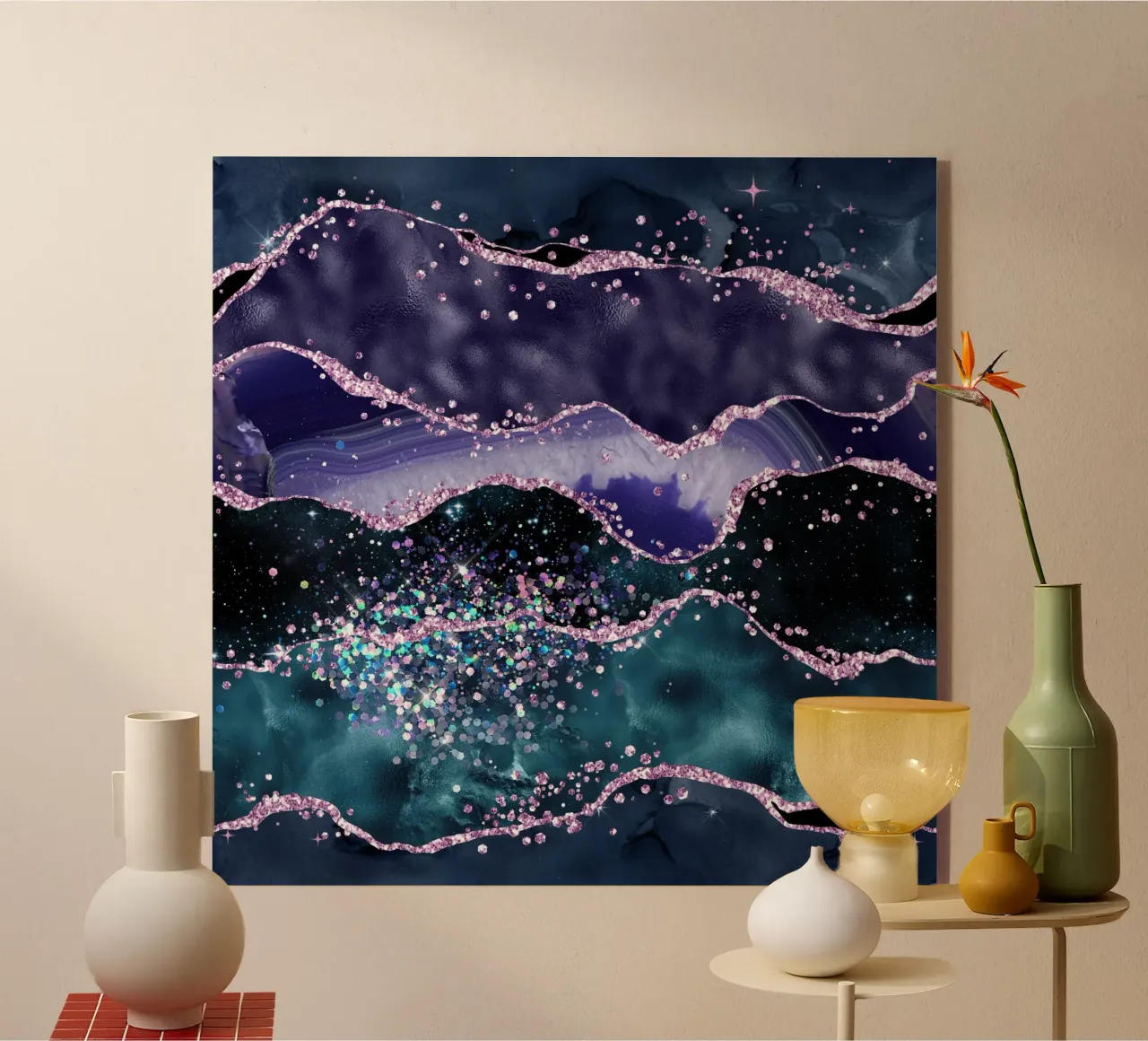Ocean Glitter Agate Texture 05 acrylic glass by Gemstone Textures