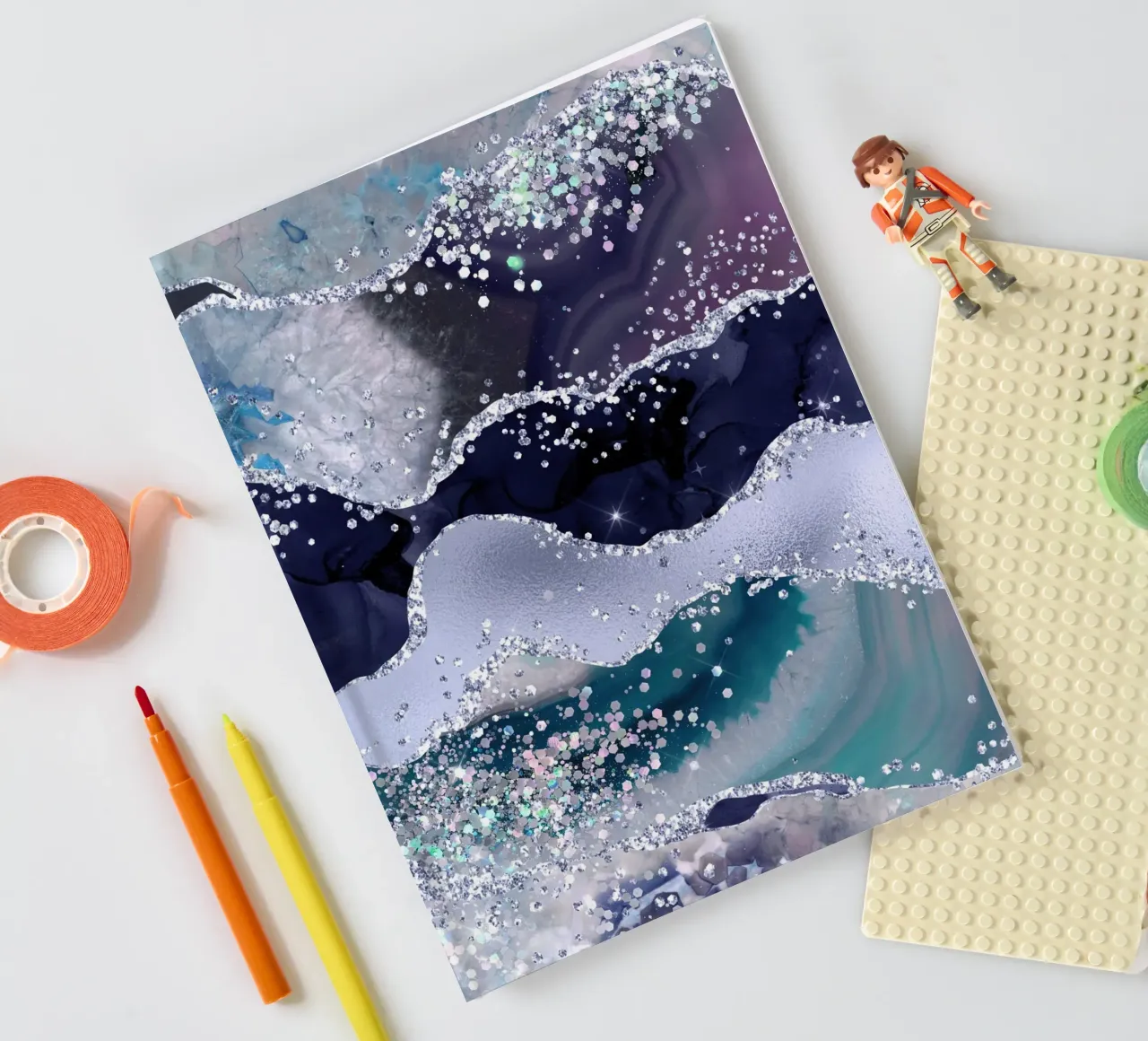Ocean Glitter Agate Texture 06 notebook by Gemstone Textures