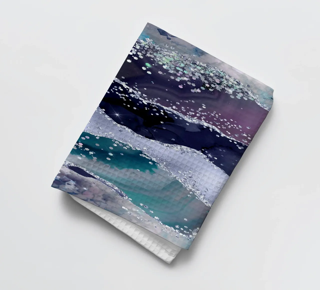Ocean Glitter Agate Texture 06 tea towel by Gemstone Textures
