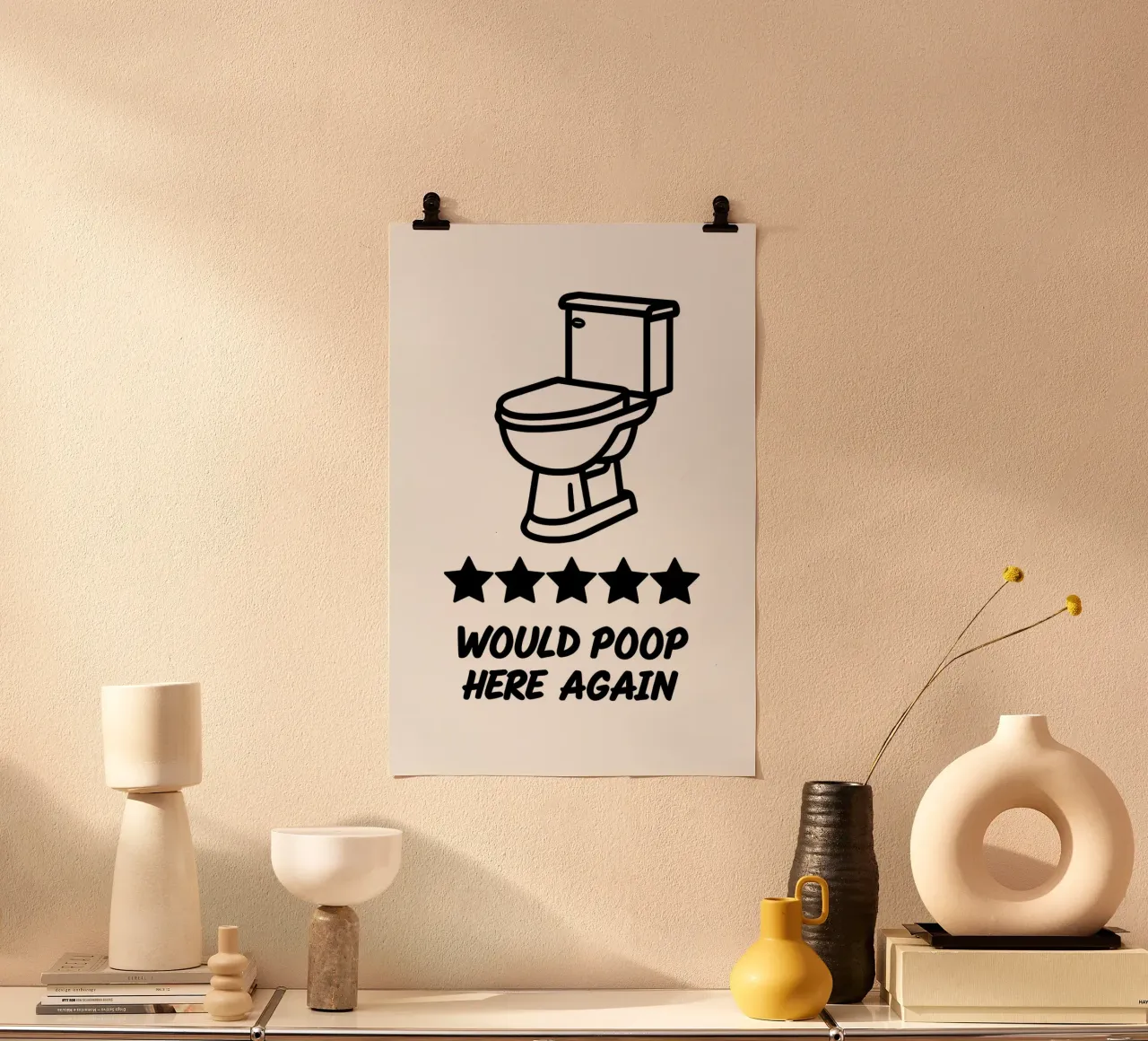 toilette a cinque stelle poster con telaio in legno da 🥝 KIWI STORE