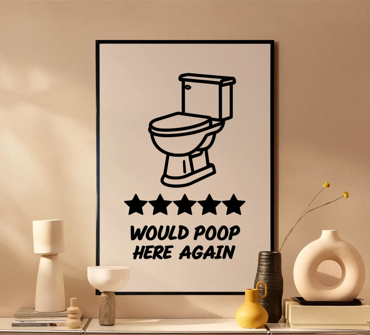 toilette a cinque stelle poster con telaio in legno da 🥝 KIWI STORE