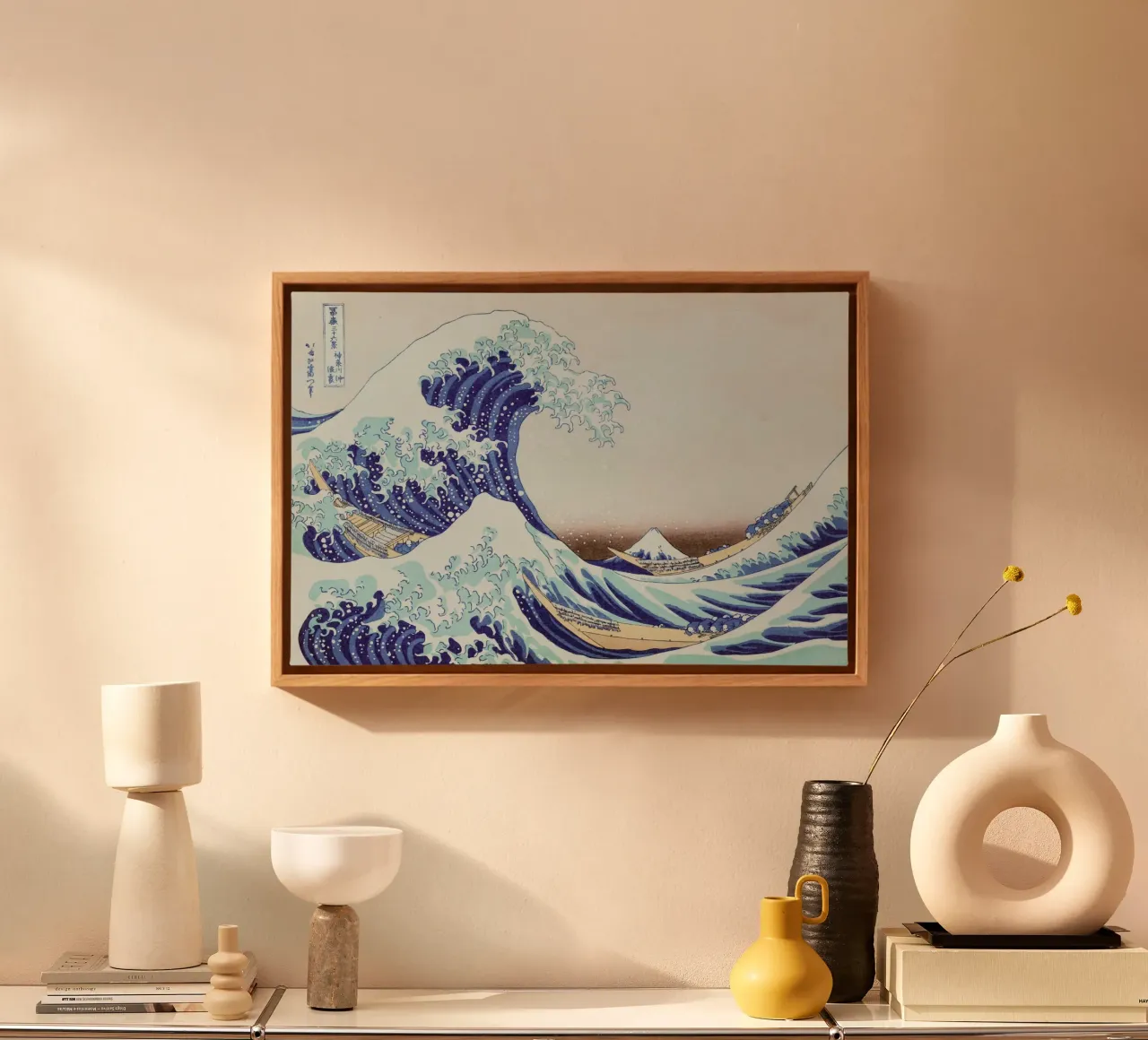 Grande onda al largo di Kanagawa - Katsushika Hokusai tela con Cornice a cassetta da Second Canvas
